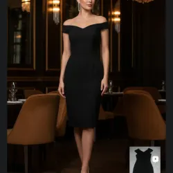 Vestido negro mangas al hombro