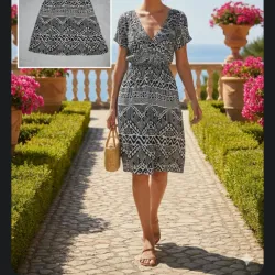 Vestido negro y blanco playa