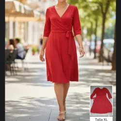 Vestido rojo manga 3/4