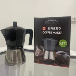 Cafetera negra y espejo  6 tazas