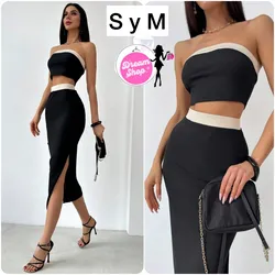 Conjunto de top y falda larga