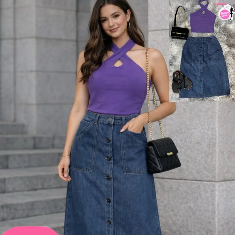 Falda larga de mezclilla