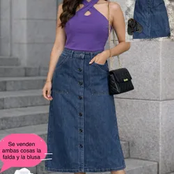 Falda larga de mezclilla