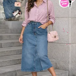 Falda larga de mezclilla