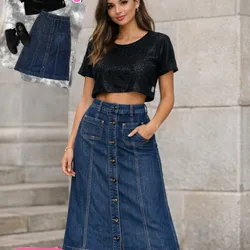 Falda larga de mezclilla