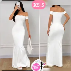 Vestido blanco largo estilo cola de sirena