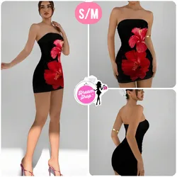 Vestido corto con estampado de flor