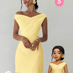 Vestido corto elegante color amarillo mantequilla en tendencia