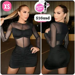 Vestido negro con transparencias