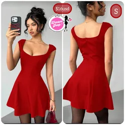 Vestido rojo pasión elegante corte princesa