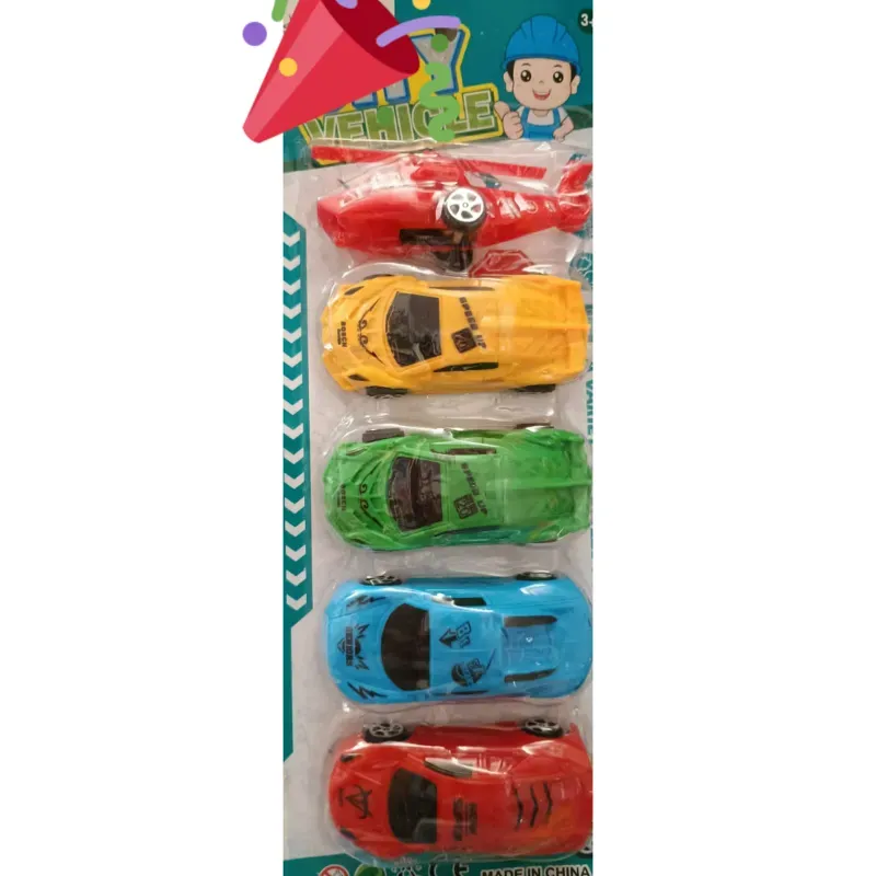 Set de autos con helicóptero 