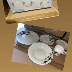Juego de vajillas de 20 piezas  Diseño blanco y floreado 