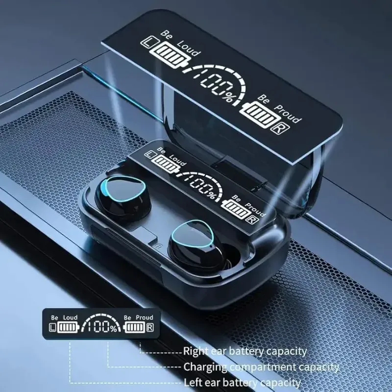 Auriculares inalámbricos M10, auriculares Bluetooth con cancelación de ruido, control táctil, auriculares estéreo con graves y pantalla digital LED, estuche de carga