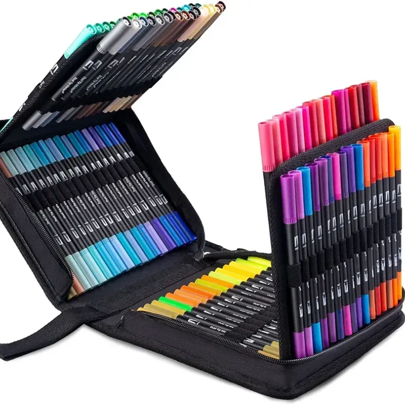 Juego de marcadores de alcohol de 120 colores, marcadores de doble punta para dibujar, marcadores de boceto permanentes para niños y adultos