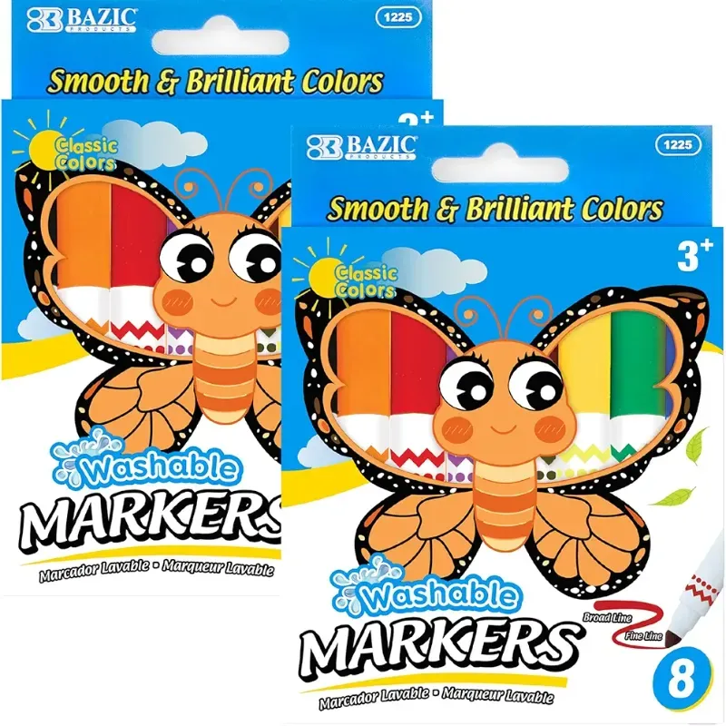  Marcadores lavables de línea ancha de 8 colores, tamaño gigante, marcadores para colorear