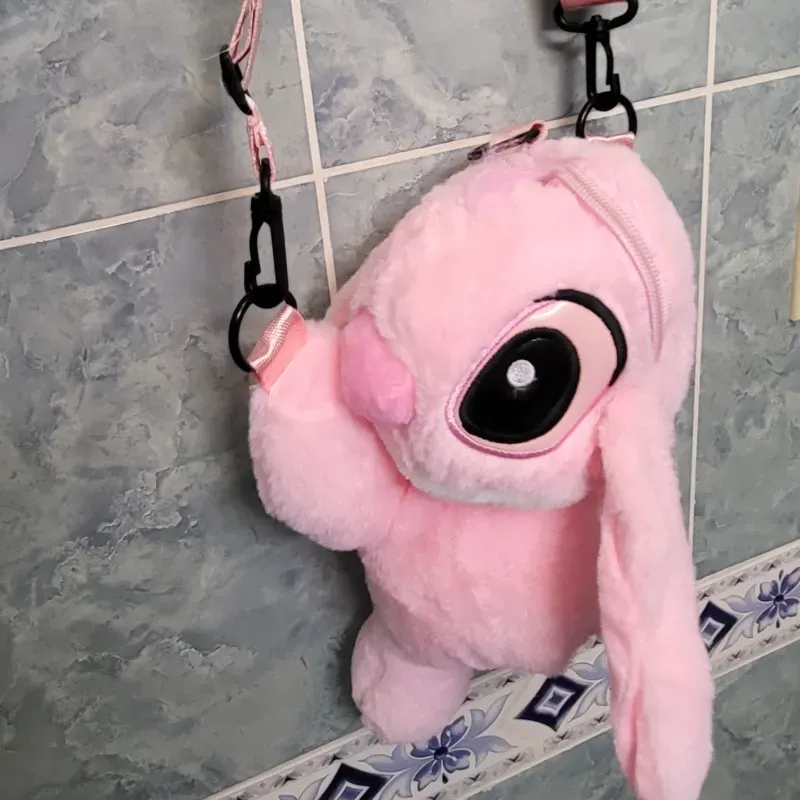 Carteras de stitch tipo peluche rosado
