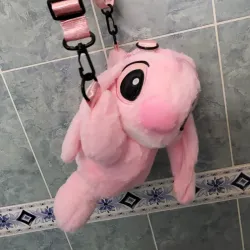 Carteras de stitch tipo peluche rosado