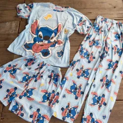 Conjuntos de dormir de mujer azul de 3 piezas