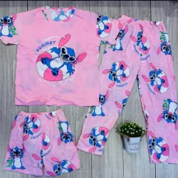 Conjuntos de dormir rosado de mujer de 3 piezas