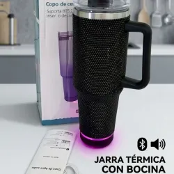 Jarra com bocina de Bluetooth negra