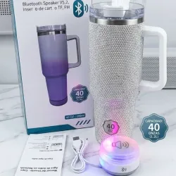 Jarra con bocina de Bluetooth blanca