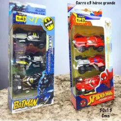 Set carros metálicos Spiderman o Batman