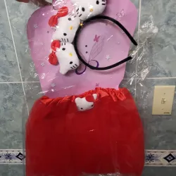Traje para niñas con tutú y cintillos kitty