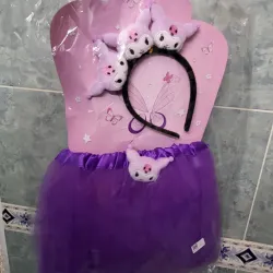 Traje para niñas con tutú y cintillos kuromi
