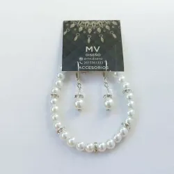 Aretes + pulso de perlas 