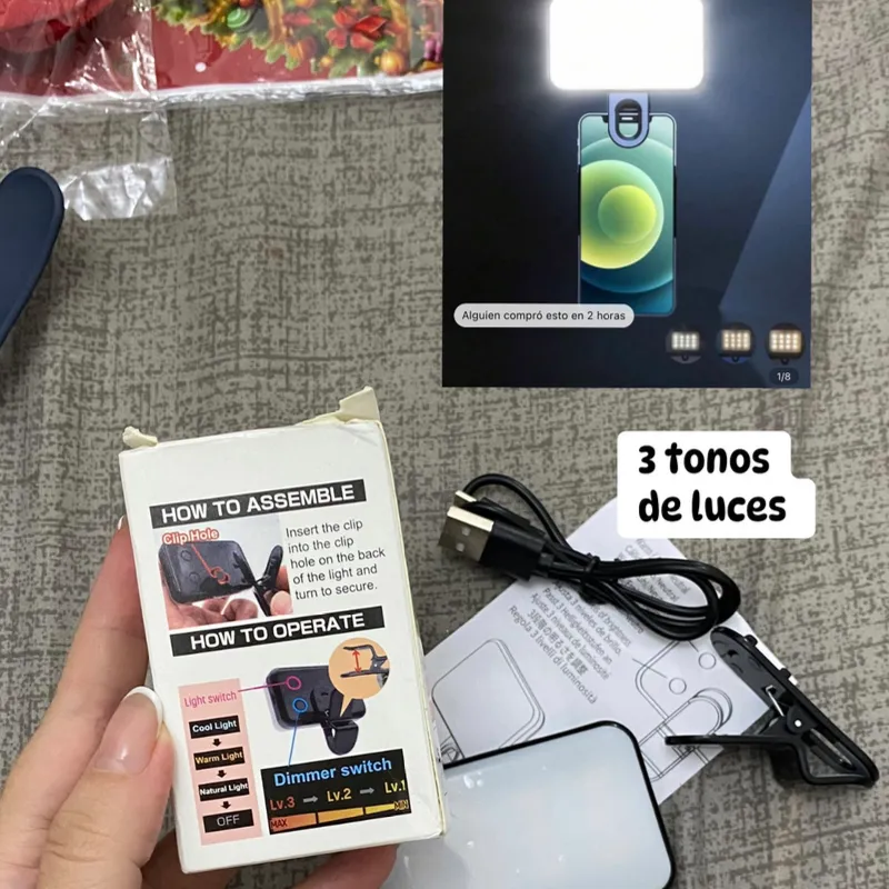 Aro de luz para teléfono (3 tonos de luces ) 