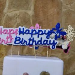 Topper Happy Birthday con mariposa