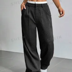 Pantalón negro de rayas