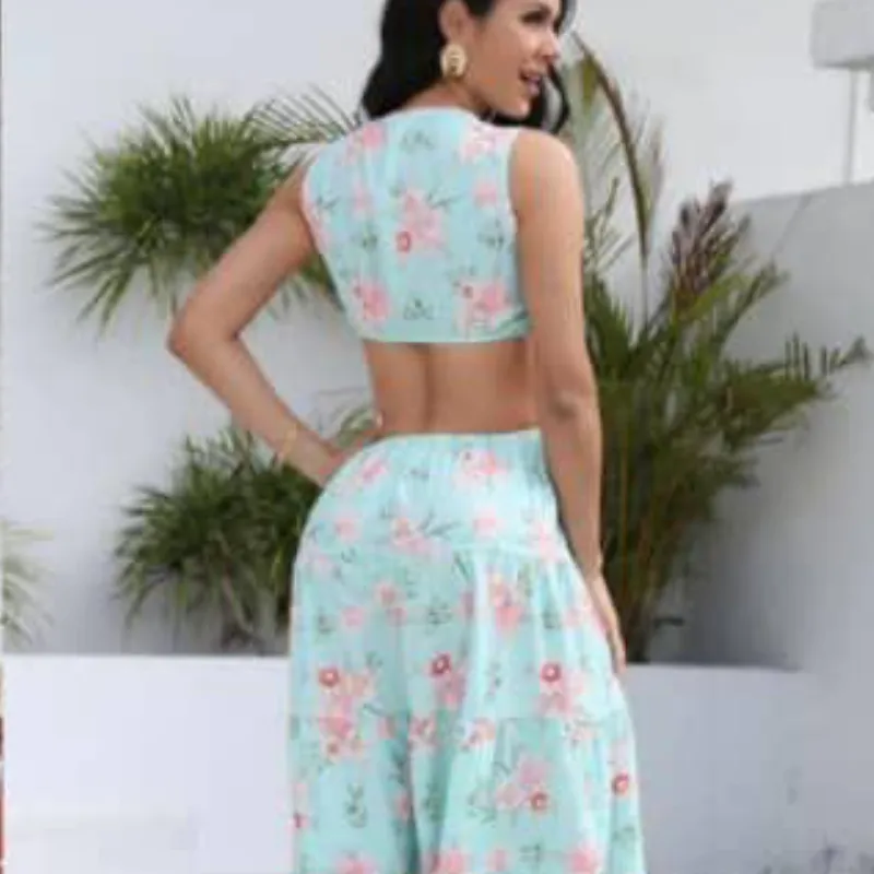 Vestido estampado con espalda afuera 