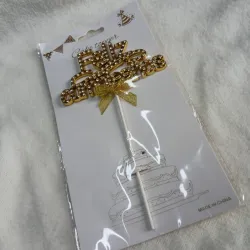 Cake topper Feliz Cumpleaños Dorado 💛