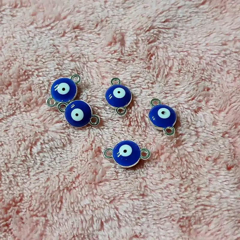 Conector ojo turco azul de cristal y metal