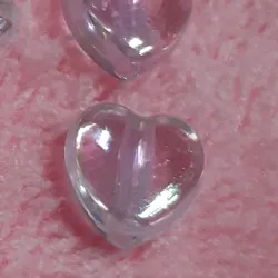 Corazón chico blanco y rosa transparente tornasol