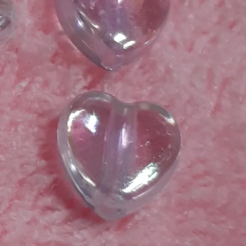 Corazón chico blanco y rosa transparente tornasol