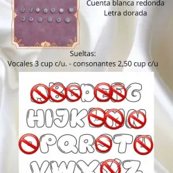 Cuenta blanca letra dorada