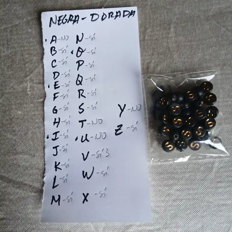 Cuenta negra letra dorada