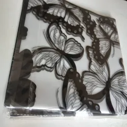 Papel coreano transparente con mariposas negras