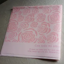 Papel coreano rosado con rosas (dedicatoria) 