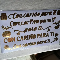 Vinil 5 frases en dorado de Cariño