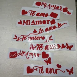 Vinil frases en rojo de Amor