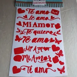 Vinil 8 frases en rojo de Amor