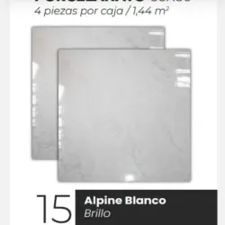 Losas Porcelanato Brillo Alpine Blanco 