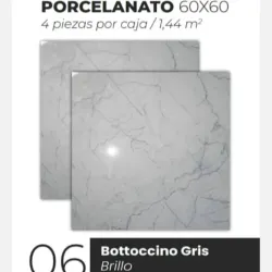 Losas Porcelanato Brillo Bottoccino Gris