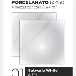 Losas Porcelanato Brillo Satvario White