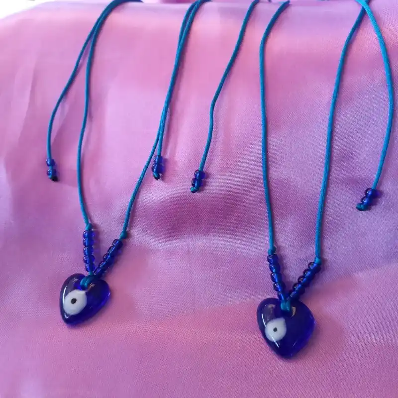 Collar ajustable de ojo turco cristal azul