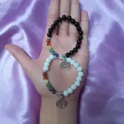 Pulseras 7 chakras y onix