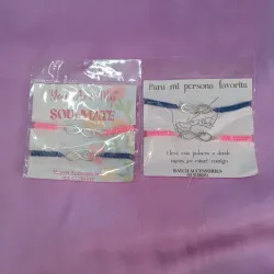 Pulseras tejidas infinito rosado y azul